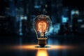 Concept of creativity outlined by a glowing light bulb in 3D rendering