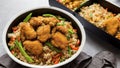 Crispy Chicken Fried Rice A Savory Take on National Fried Chicken Day.AI Generated Royalty Free Stock Photo