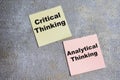 Concept of critical thinking or analytical thinking write on sticky notes isolated on Wooden Table Royalty Free Stock Photo