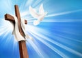 Concept crucifixion and resurrection. Christian cross illustration with dove. Life after death Royalty Free Stock Photo