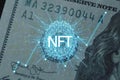 Concept cryptographic NFT. Blockchain network, cryptographic non-fungible tokens. NFT with a network and a growing schedule, searc