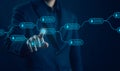 concept cyber security financial, cryptocurrency digital. blockchain technology ledger data algorithm linked together in a chain. Royalty Free Stock Photo