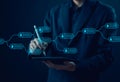 concept cyber security financial, cryptocurrency digital. blockchain technology ledger data algorithm linked together in a chain. Royalty Free Stock Photo
