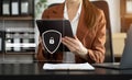 Concept of cyber security, information security and encryption, secure access to user's personal information. Royalty Free Stock Photo