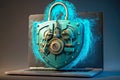 concept of cyber security, locked padlock on the laptop Royalty Free Stock Photo