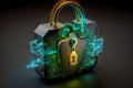concept of cyber security, locked padlock on the laptop Royalty Free Stock Photo