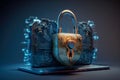 concept of cyber security, locked padlock on the laptop Royalty Free Stock Photo