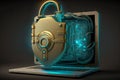 concept of cyber security, locked padlock on the laptop Royalty Free Stock Photo