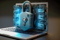 concept of cyber security, locked padlock on the laptop Royalty Free Stock Photo