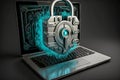 concept of cyber security, locked padlock on the laptop Royalty Free Stock Photo