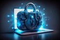 concept of cyber security, locked padlock on the laptop Royalty Free Stock Photo