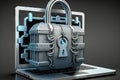 concept of cyber security, locked padlock on the laptop Royalty Free Stock Photo