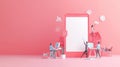 Concept 3D illustration of teamwork in web UI UX app design. Team members build application user interfaces. Royalty Free Stock Photo