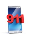 911 concept, 3d letters on smart phone, 3d rendering