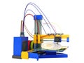 The concept of 3d printer print bitcoin 3d render on white background no shadow