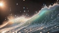 3d White Water Splash With Blue Droplets. Isolated Render Illustration. Generative AI