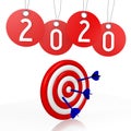 2020 concept - darts - 3D rendering Royalty Free Stock Photo