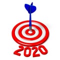 2020 concept - darts - 3D rendering Royalty Free Stock Photo