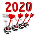 2020 concept - darts - 3D rendering Royalty Free Stock Photo