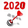 2020 concept - darts - 3D rendering Royalty Free Stock Photo