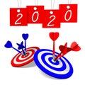 2020 concept - darts - 3D rendering Royalty Free Stock Photo