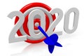 2020 concept, darts - 3D rendering Royalty Free Stock Photo