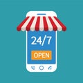 Concept of day and night online shop on modern smart phone