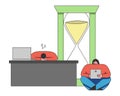 Concept of Deadline, Term and Time Waste. Procrastinating Businessman is Sleeping At Workplace