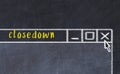 Concept of dealing with problem. Chalk drawing of closing browser window with caption closedown