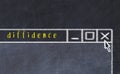 Concept of dealing with problem. Chalk drawing of closing program window with caption diffidence