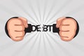 Concept of debt repayments by debtor and getting free from loans Royalty Free Stock Photo