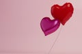 the concept of a declaration of love. balloons in the form of hearts on a pink background. 3d render Royalty Free Stock Photo
