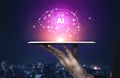 Artificial Intelligence neural network and deep learning processor concept. Fermion Royalty Free Stock Photo