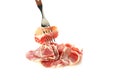 Concept of delicious Spanish cuisine - jamon, isolated on white background Royalty Free Stock Photo