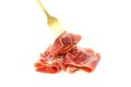 Concept of delicious Spanish cuisine - jamon, isolated on white background Royalty Free Stock Photo