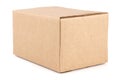 Concept of delivery, package, storage. Closed cardboard box on a white isolated background. Close-up. Mock-up.