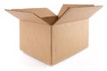 Concept of delivery, package, storage. Open cardboard box on white background. Close-up. Mock-up.