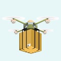 Concept for delivery service. Delivery drone with package. 3D illustration