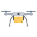 Concept for delivery service. Drone carrying carton box