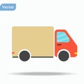 Concept of the delivery service. Illustration of fast shipping. Truck van of rides at high speed. eps 10 Royalty Free Stock Photo
