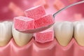 The concept of dental care is represented by a 3d rendering of teeth cleaning, including tartar and dental plaque Royalty Free Stock Photo