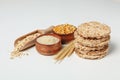 Concept of diet and healthy nutrition with crisp bread Royalty Free Stock Photo