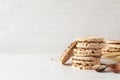 Concept of diet and healthy nutrition with crisp bread Royalty Free Stock Photo