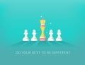 Concept of Difference with Chess. Leadership and Success. Royalty Free Stock Photo