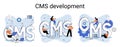 Concept of digital content management system, CMS development software metaphor, program development service technology Royalty Free Stock Photo