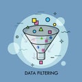 Concept of digital data filtering, electronic information selection and sorting.