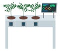Concept of digital table for growing plants, grow box, control with computer, modern technology Royalty Free Stock Photo
