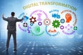 Concept of digital transformation with businessman