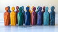 The concept of diversity and inclusion in the workplace is represented by a wooden figurine, symbolizing teamwork and Royalty Free Stock Photo