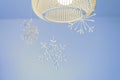 cotton swab snowflake craft for kids, Christmas activity for preschooler, DIY home decoration Royalty Free Stock Photo